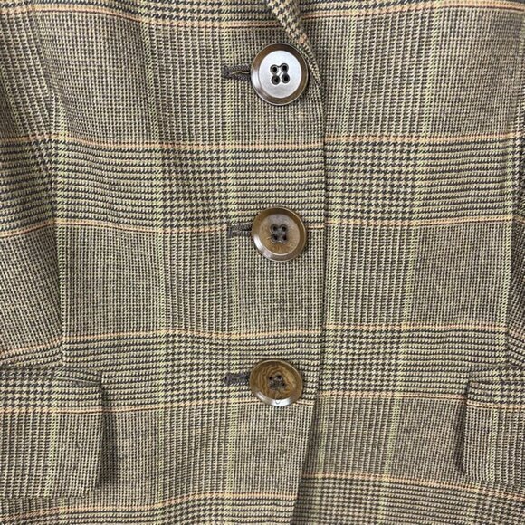 Max Mara plaid wool blazer jacket brown 8 academia preppy classic upscale office - Picture 4 of 9
